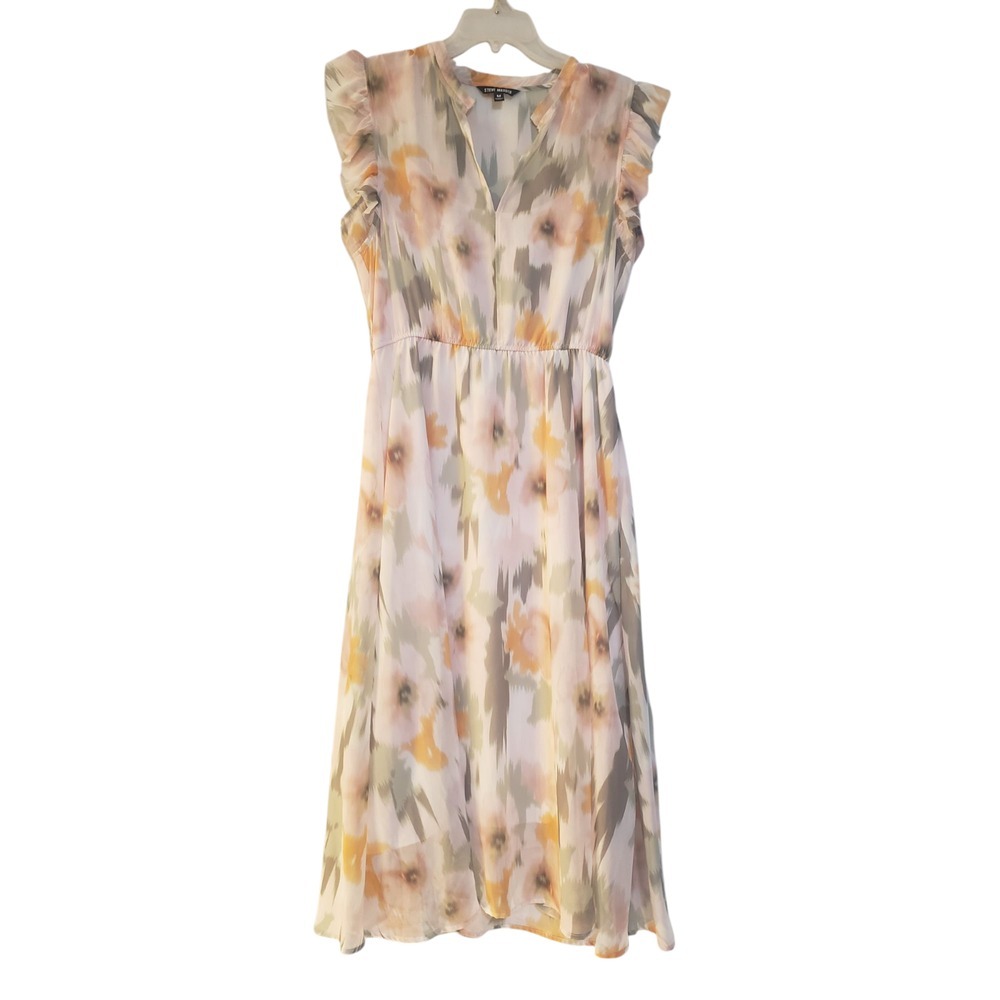 Floral V-Neck Midi Dress in Pastel Multi